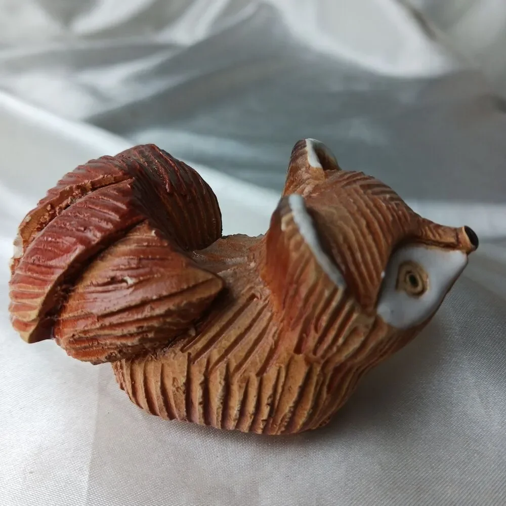 Vintage Artesania Rinconada Art Pottery Hand Crafted Clay Figurine- RED FOX